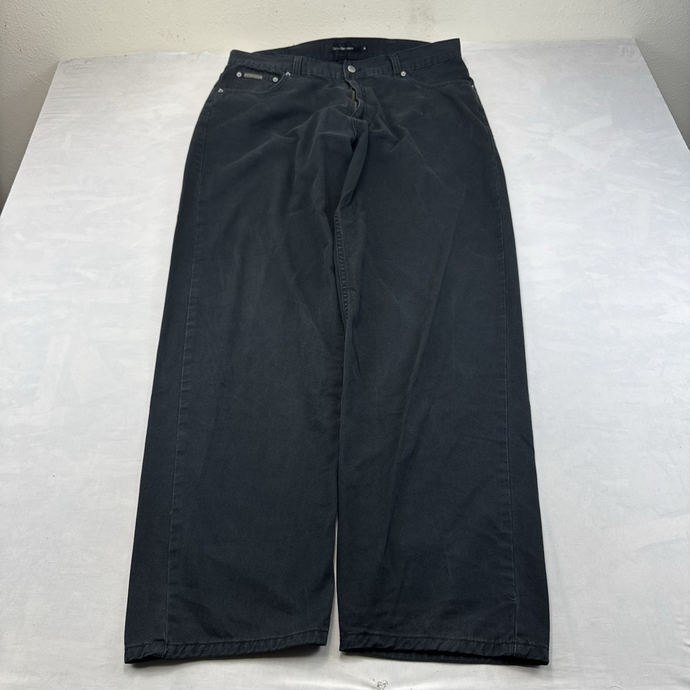 Calvin Klein Jeans Mens 38 Black Straight Leg Casual Cotton Denim Pants
